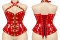PVC Leather Corset – Front Zip OverBust Waist Shaper - Emb1017