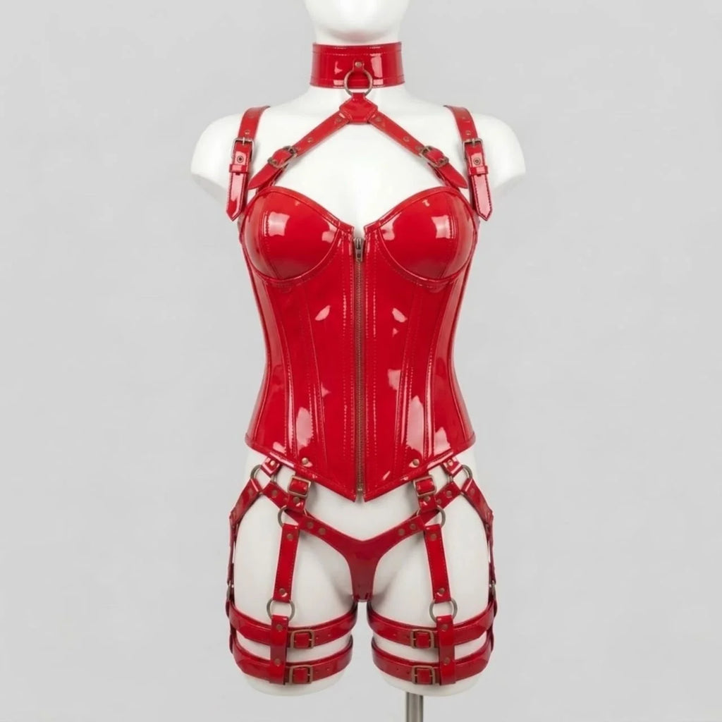 Zipper Premium PVC Corset- Emb1011