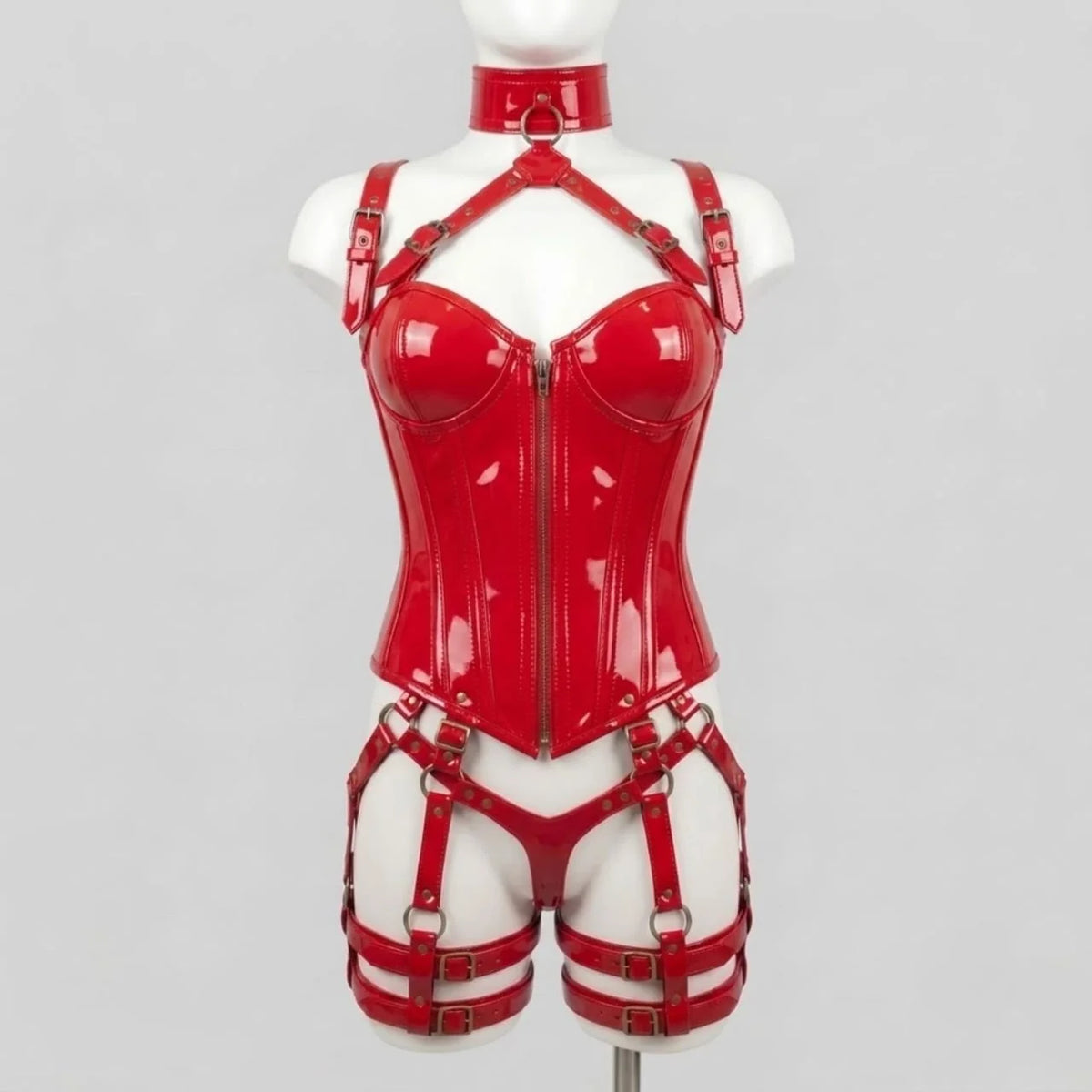 Zipper Premium PVC Corset- Emb1011