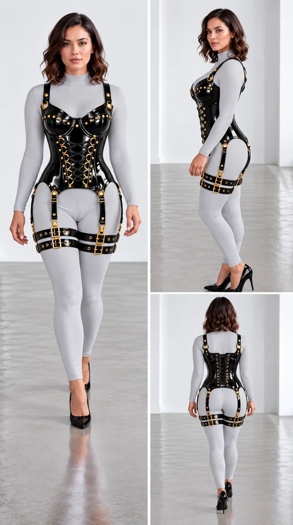 PVC Gloss- OverBust Corset - Emb1004