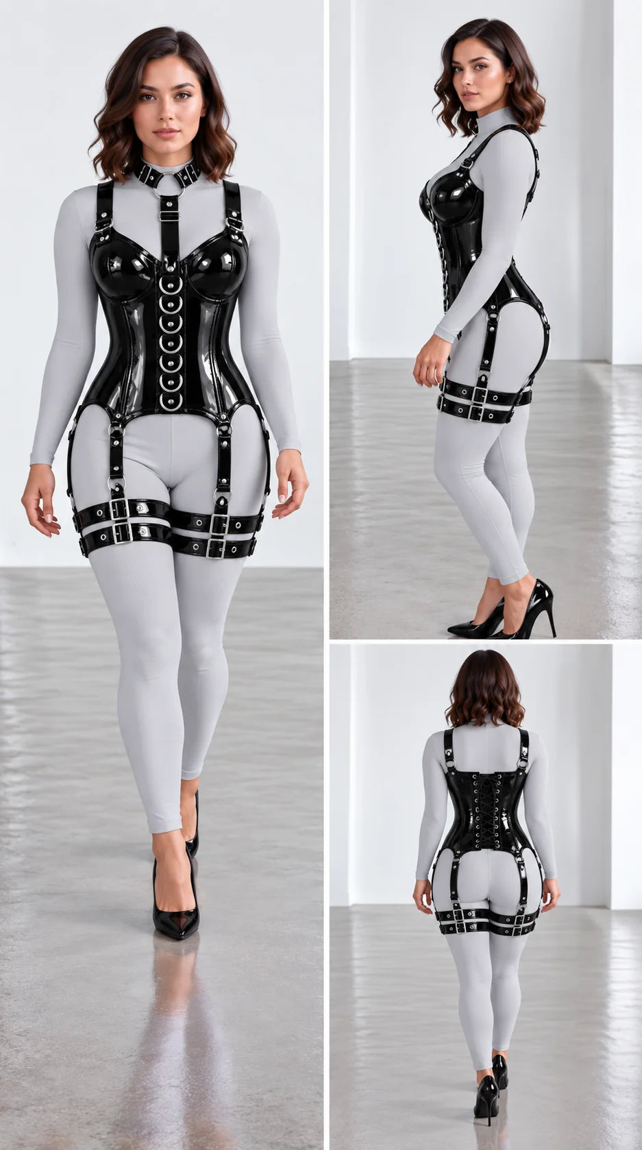 Glossy PVC - OverBust Corset - Emb1003