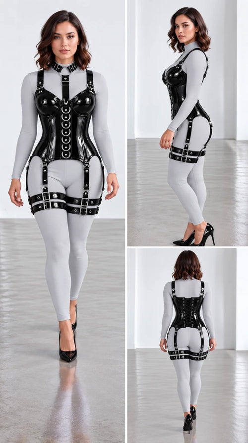 Glossy PVC - OverBust Corset - Emb1003