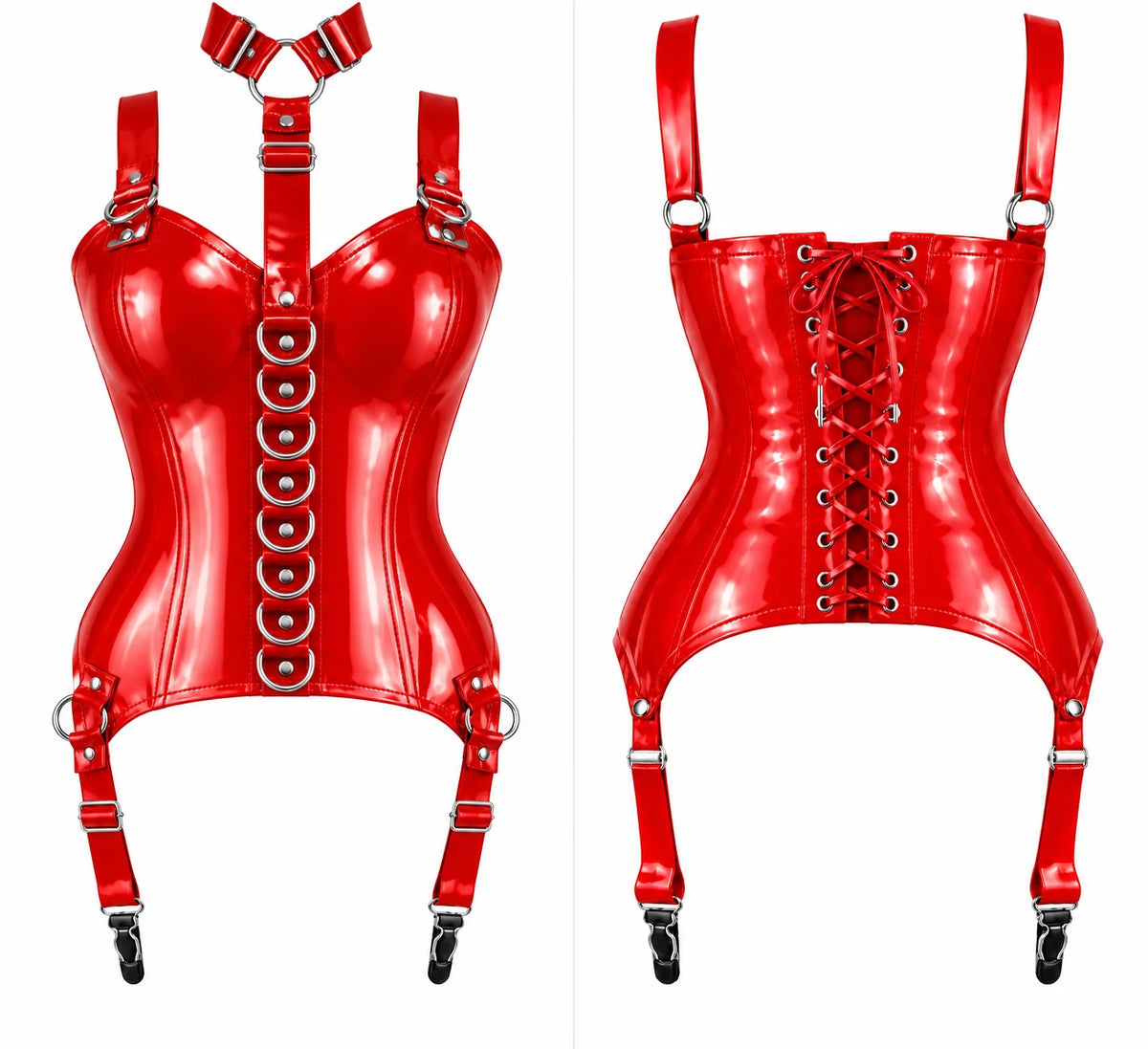 Glossy PVC - OverBust Corset - Emb1003