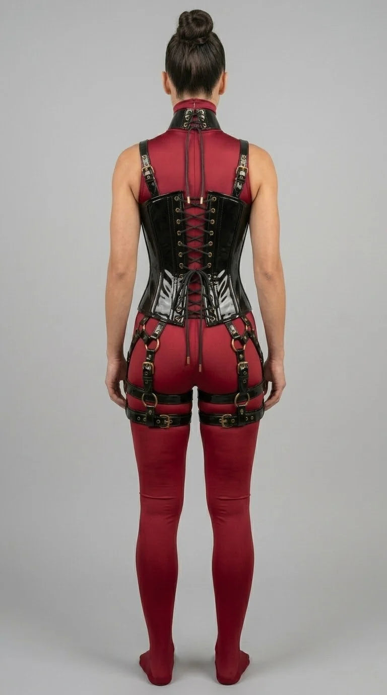 Zipper Premium PVC Corset- Emb1011