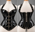 PVC Leather Corset – Front Zip OverBust Waist Shaper- Emb1015