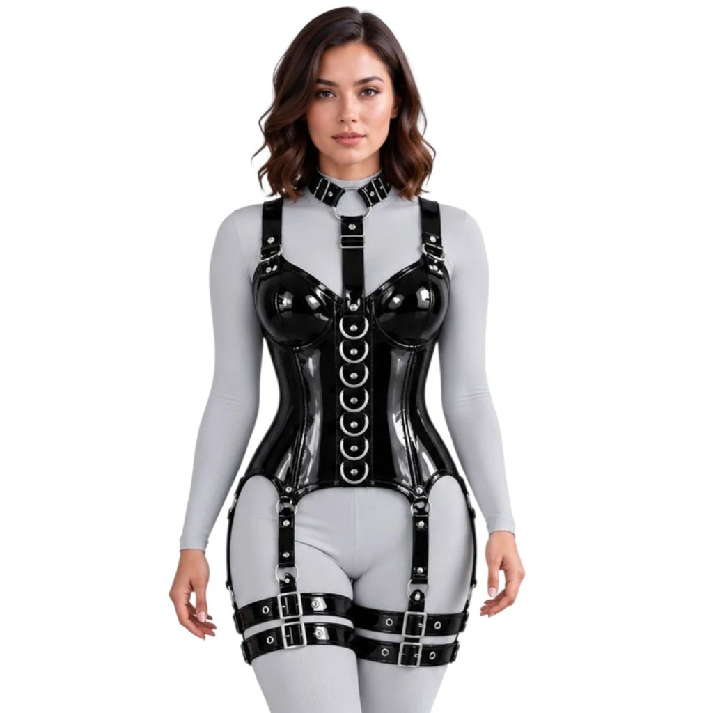 Glossy PVC - OverBust Corset - Emb1003