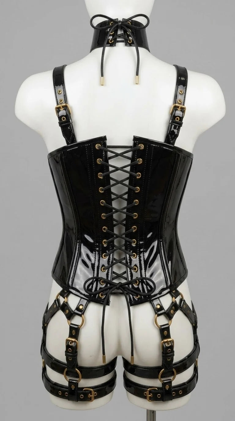 Zipper Premium PVC Corset- Emb1011