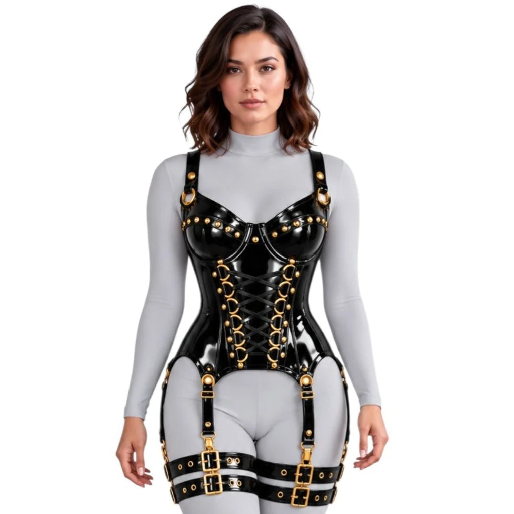 PVC Gloss- OverBust Corset - Emb1004