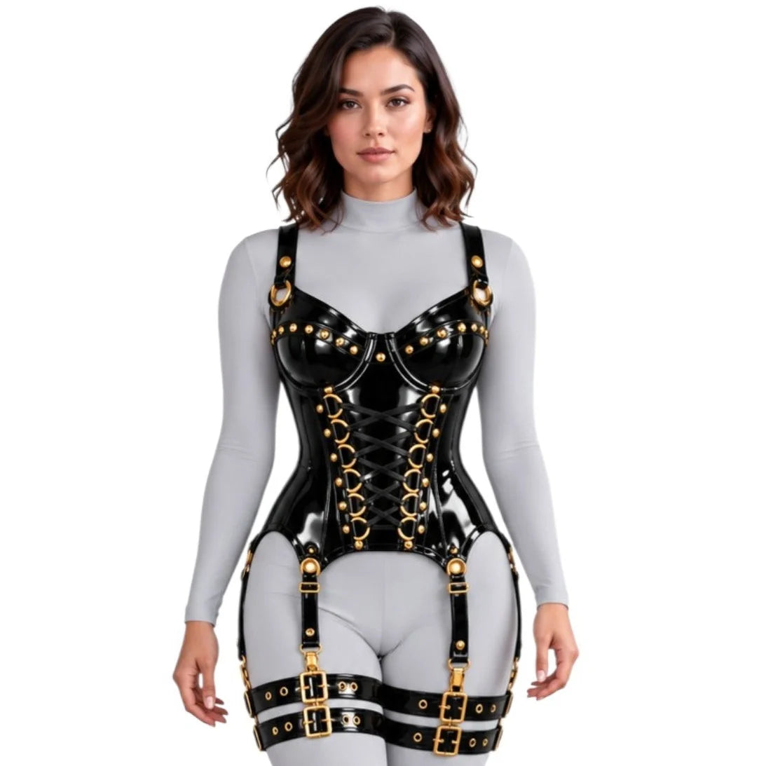 PVC Gloss- OverBust Corset - Emb1004